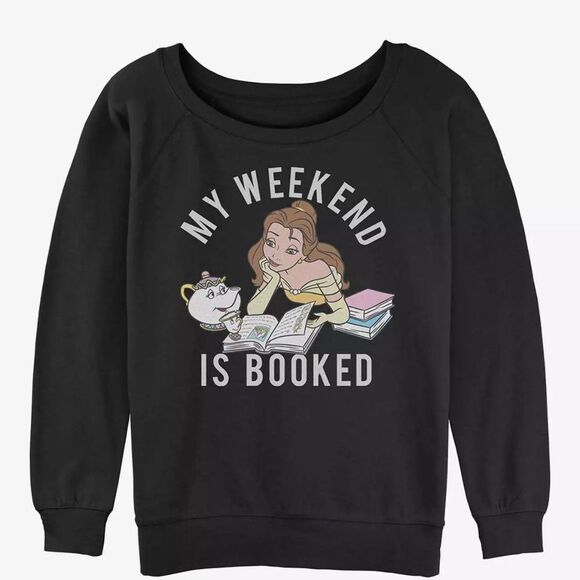 Disney Beauty and the Beast Booked Weekend Girls Slouchy Sweatshirt black - Picture 2 of 13